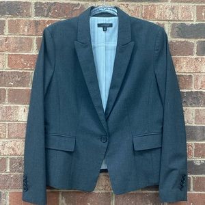 Ann Taylor charcoal gray single-breasted suit jacket, size 12.